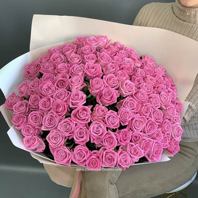 Букет из 101 розы "Розовая Пантера"