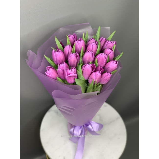 Тюльпаны Букет фиолетовых тюльпанов "Властелин Мира"
