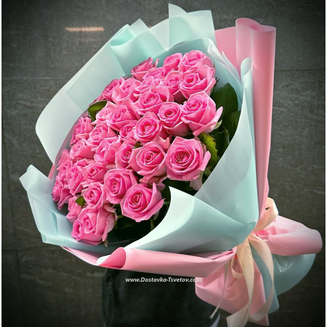 Цветы Букет из 35 розовых роз "Самой Любимой"