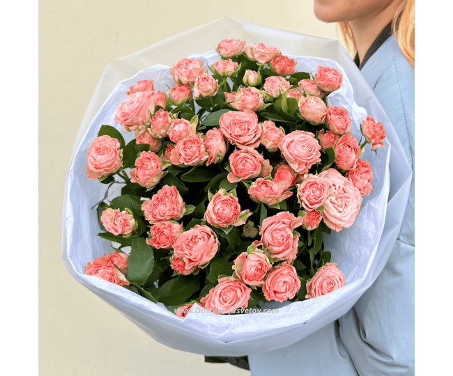 Цветы #21 Букет из кустовых пионовидных роз сорта Бомбастик