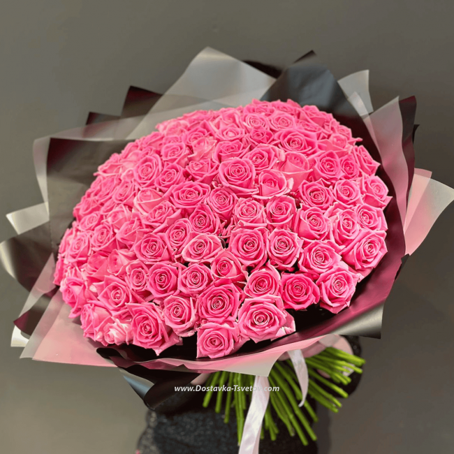 Букет из 101 розы "Розовая Пантера"