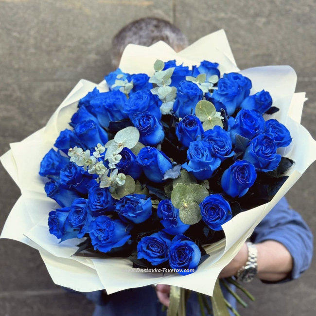 Цветы Букет синих роз "Галактика Небес"