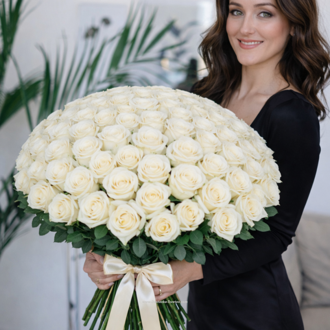 101 белая роза "Невеста"