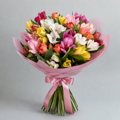 Яркий букет из альстромерий "Летний Карнавал"