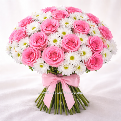 Букет из роз и хризантем "Гармония"