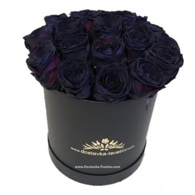 Цветы Коробка роз "Чёрный Кофе"