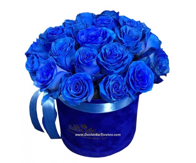Цветы Розы в коробке "Синий Бриллиант"