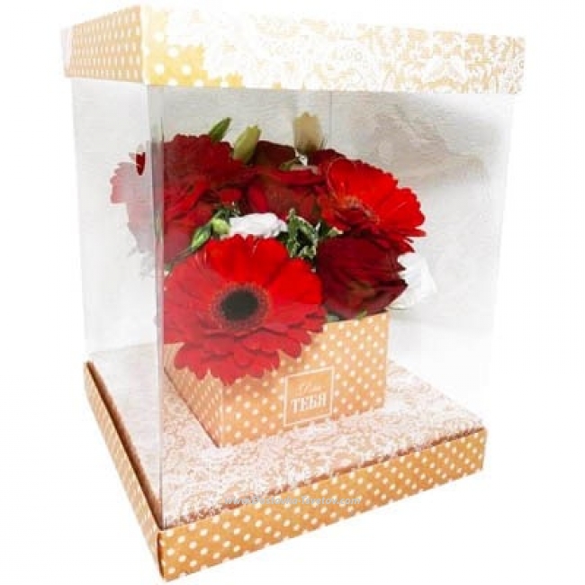 Цветочные послания в конвертах Цветы в коробке "Мадемуазель"