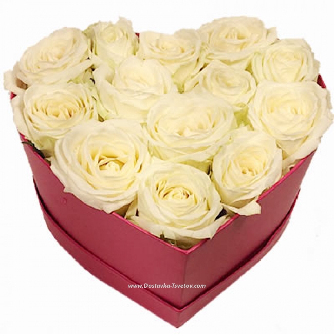Розы Белые розы в коробке "Чистое Сердце"