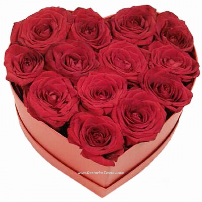 Цветы Сердце из красных роз "Сила Любви"