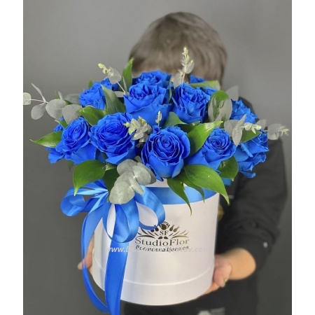 Синие Розы Коробка роз "Голубая Рапсодия"