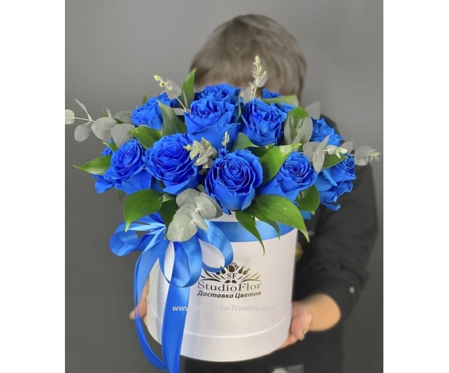 Синие Розы Коробка роз "Голубая Рапсодия"