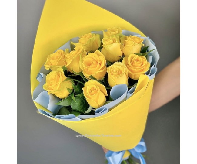 Доставка желтых роз лилии купить москва букет