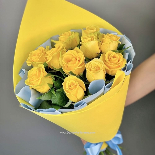 Желтые Розы Букет жёлтых роз "Шампань"