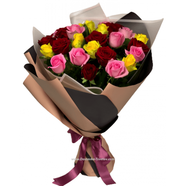 Разноцветный букет роз "Киви"