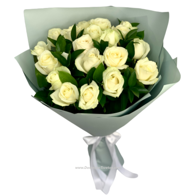 Цветы Букет белых роз "Льдинка"