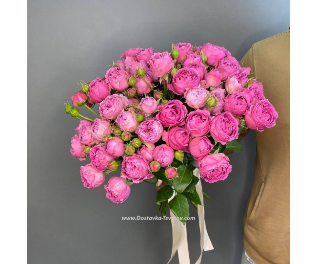 Пионовидные розы Моно-букет "Розовые Ланиты"