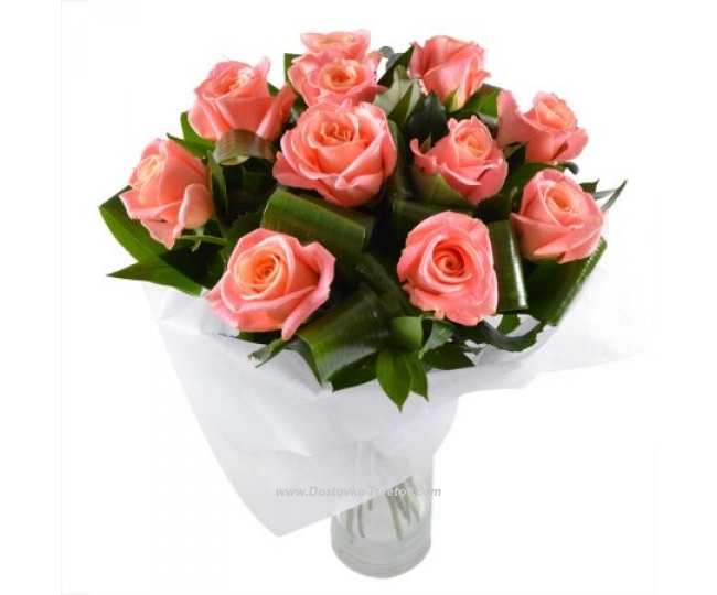 Розовые Розы Букет из розовых роз "Ваниль"