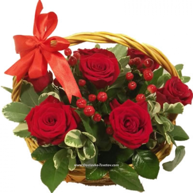 Красные Розы Корзиночка роз "Мудрость"