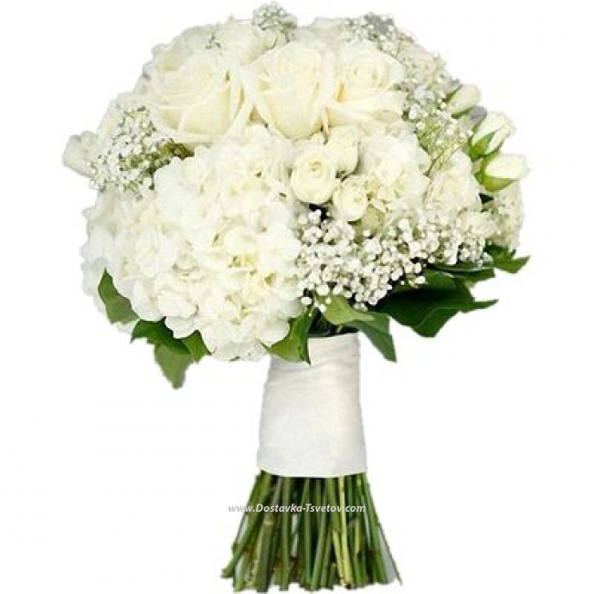 Цветы Белый букет невесты "Изящная Шляпка"