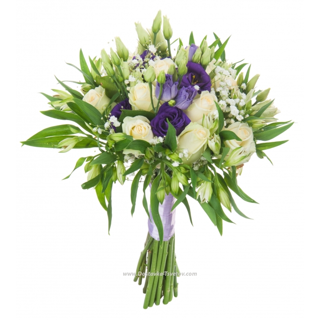 Цветы Букет невесты из роз и альстромерий "Огонёк Любви"