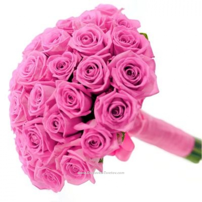 Розовые розы Розовый букет "Скрипка"