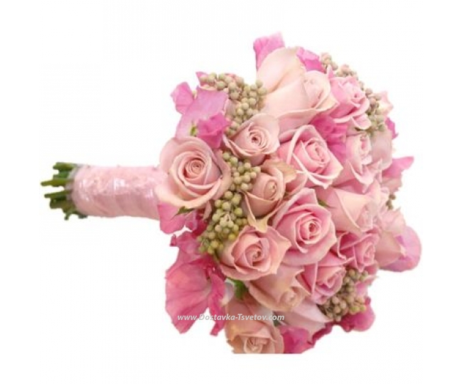 Букет невесты из розовых роз Букет невесты "Розовый Кварц"