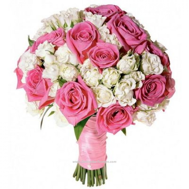 Розовые розы Букет невесты с розовыми розами "Амарант"
