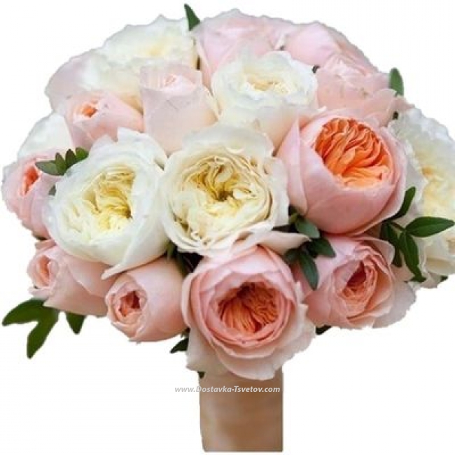 Пионовидные розы Свадебный букет "Сальса"