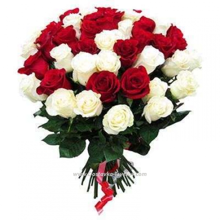 Розы Красно-белый букет "Магия слов"