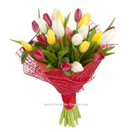 Тюльпаны Разноцветный букет "Чародейка"