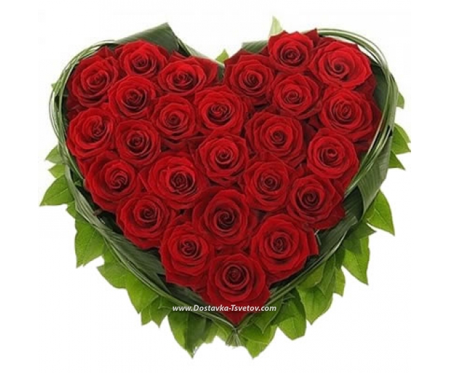 Букеты из 25 роз Сердце из роз "Черри Лав"