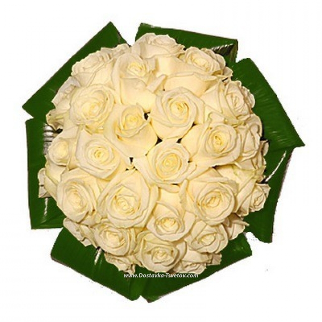 Букет белых роз "Снежинка"