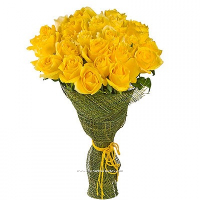 Букеты из 25 роз Букет жёлтых роз "Теплота Лета"