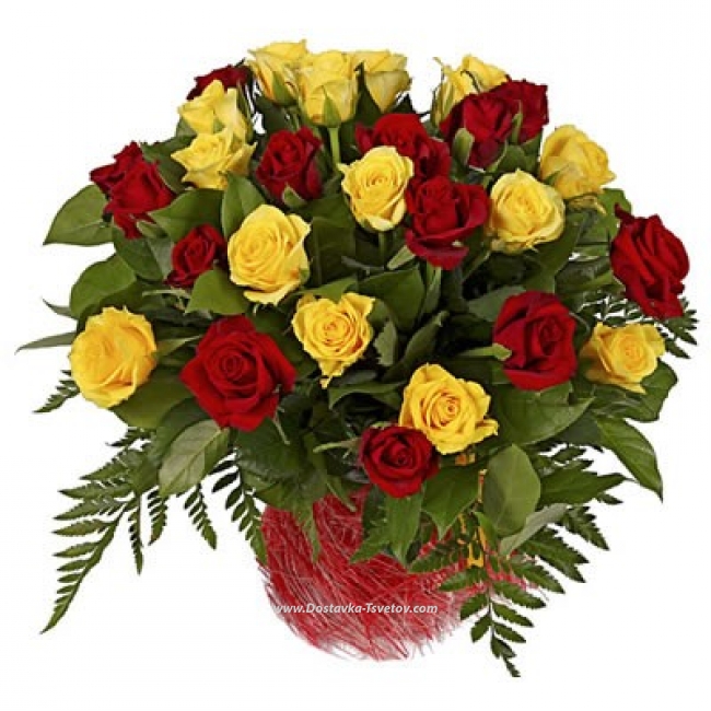 Букет красных и желтых роз "Лирика"