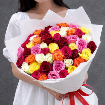 Микс из 51 кенийской розы "Карамелька"